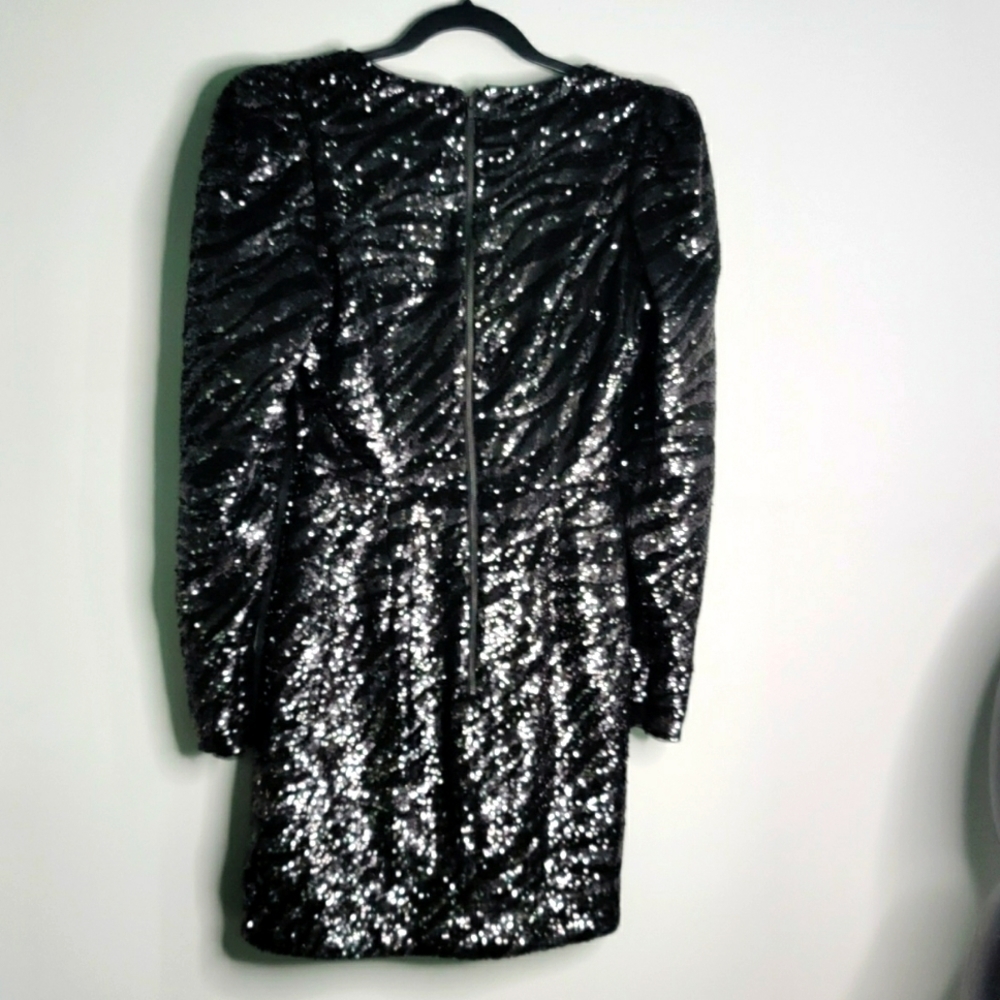 Black Sequin Puff Sleeve mini dress - Picture 10 of 12